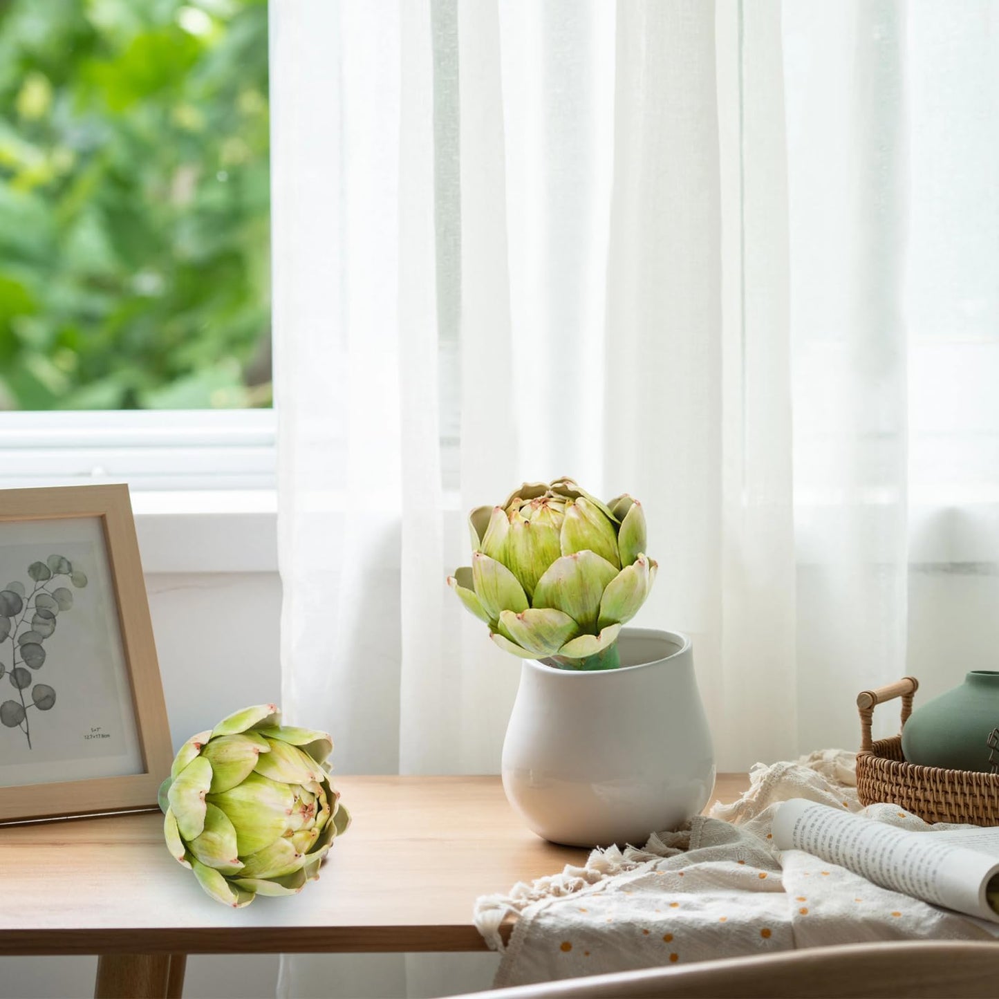 Notakia 6Pcs Green Large Faux Artichokes for Decoration Bowl Fillers Fake Fruit Artificial Artichokes that Look Real Realistic Fake Vegetable Decor for Home Kitchen Table Party Centerpiece