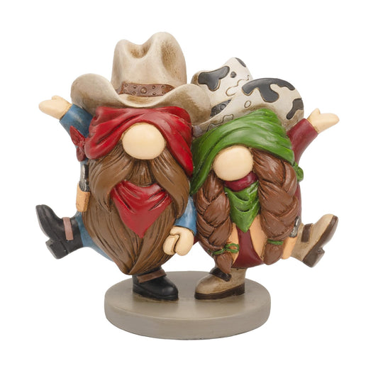 flangairy Western Cowboy Cowgirl Gnomes Decor, 5.1x4.9 Inchs Resin Figurines Southwestern Table Shelf Desk Indoor Decorations for Home, Cowboy Gifts