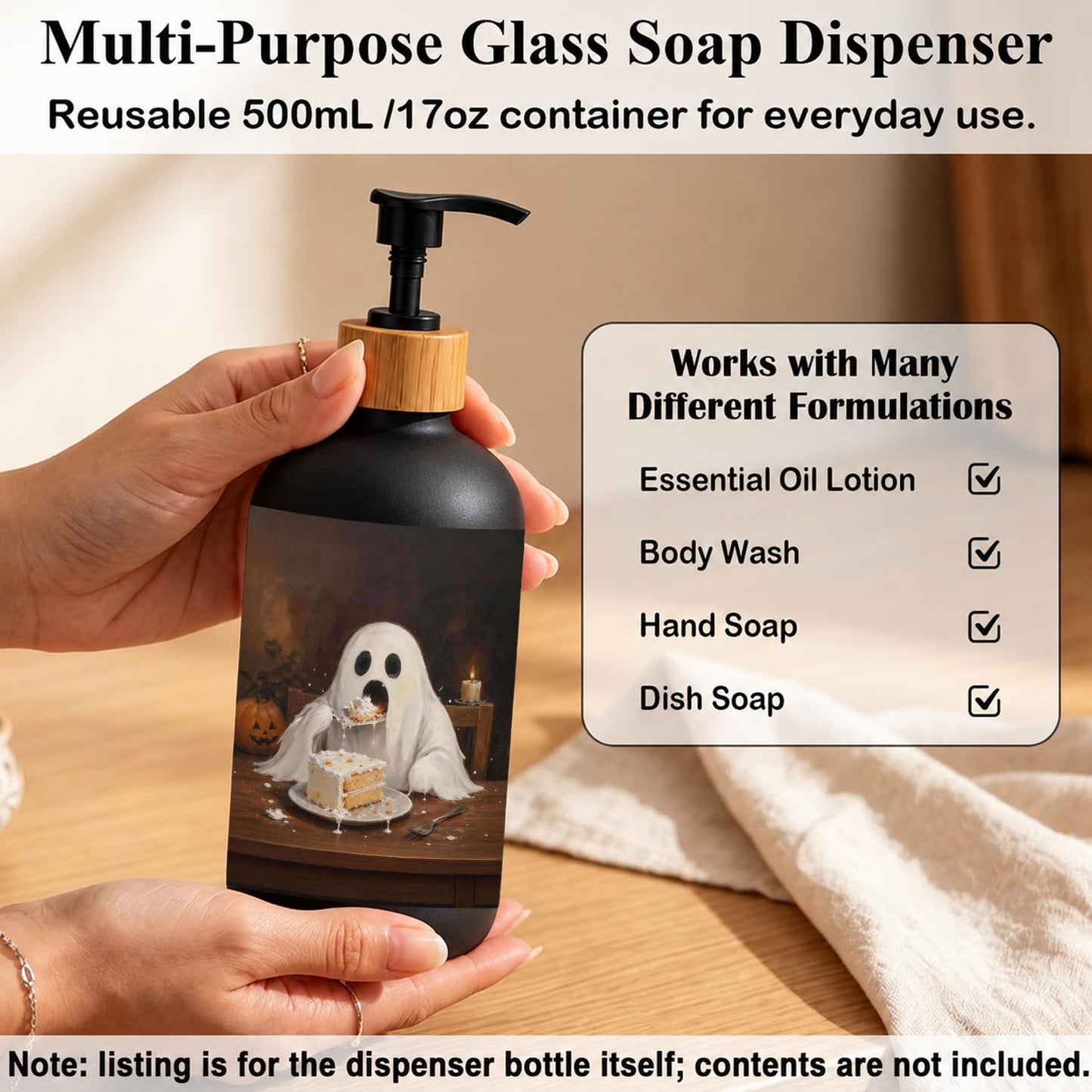 IWEBEEDOSIN Halloween Ghost Glass Dish Soap Dispenser
