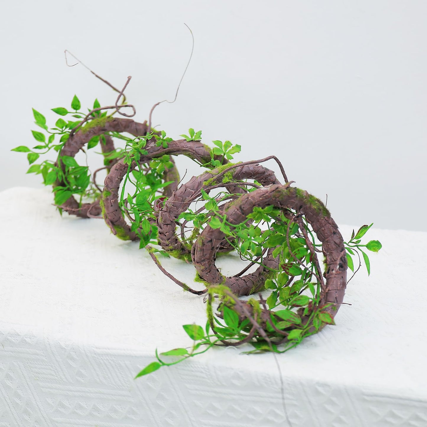71 Inch Bendable Artificial Tree Vines Twine Branches Moss Greenery Plants Reptile Climbing Garland Twigs for Outdoor Camping Garden Wall Pipes Hanging Halloween Christmas Yules Decoration