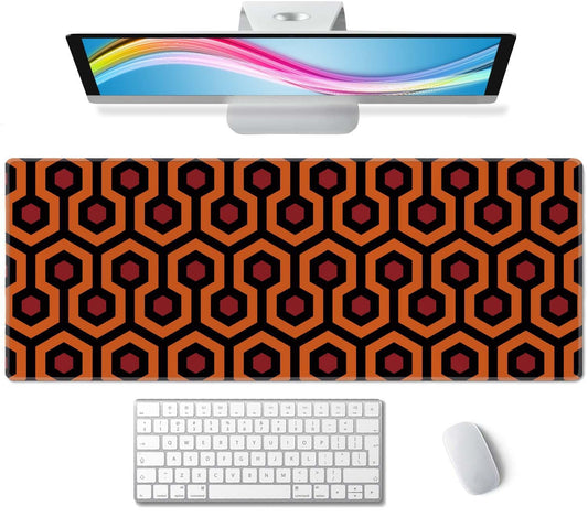 The Shining Carpet Style Desk Mat Orange Black Large Extended Mouse Pad XL Desk Pad Gaming Mousepad Keyboard Mouse Mat for Computer Laptop 31.5''X11.8'' Non-Slip Rubber Base with Stitched Edges