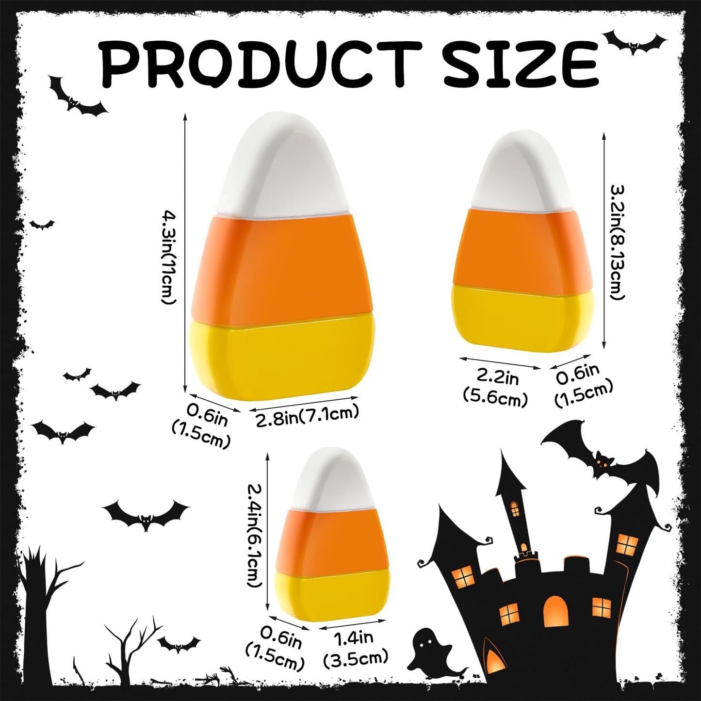 Jansun 3 Pcs Halloween Small Candy Corn Wood Decor 3 Sizes