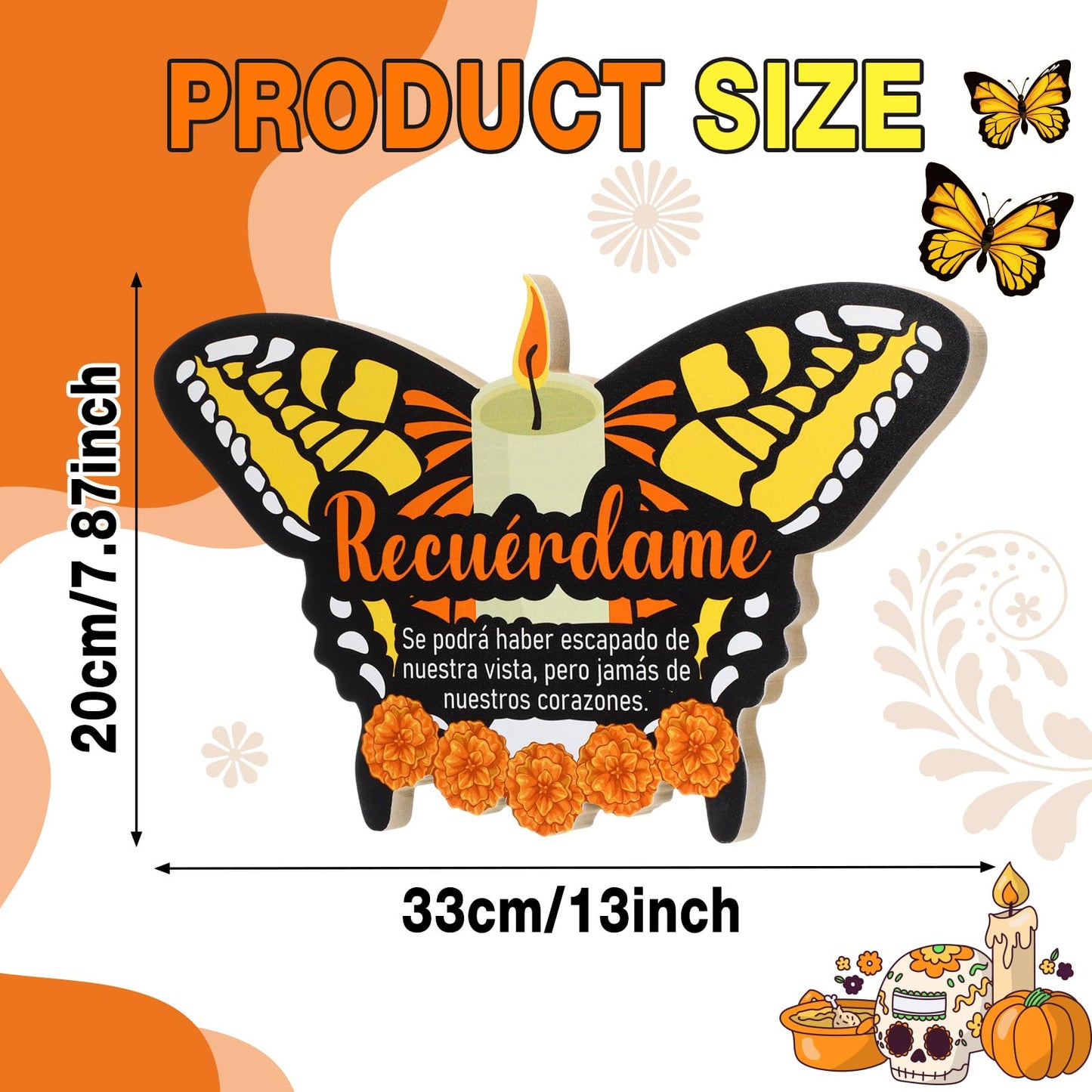 Amyhill Dia De Los Muertos Altar Ofrenda Decorations Day of The Dead Wooden Remembrance Supplies 13' x 7.87' Dia De Los Muertos Remembrance for Mexican Table Home Halloween Party Decor