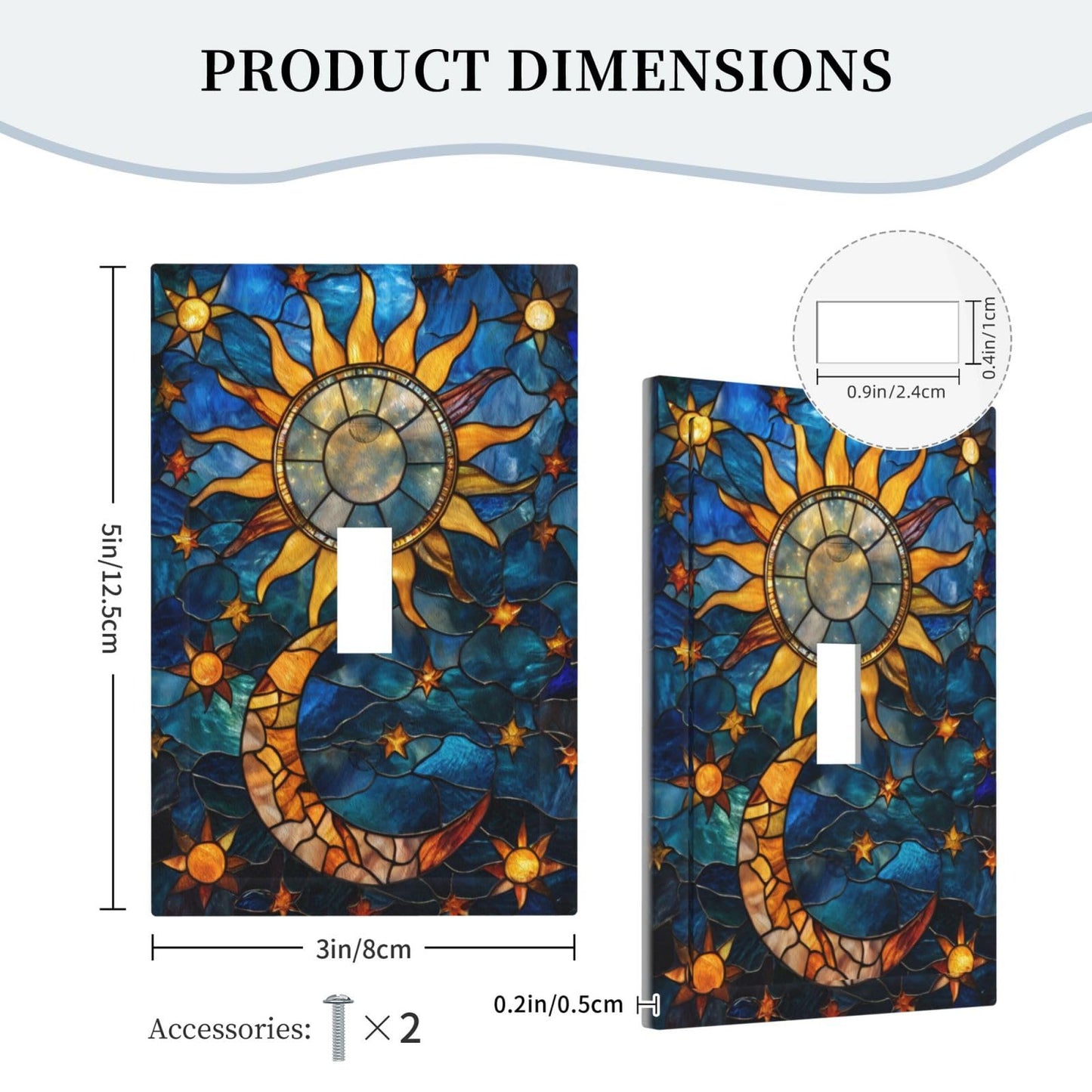 YIJIKJY Decorative Light Switch Plate Covers Boho Golden Sun Moon Blue Background 1 Gang Light Switch Cover Plate Single Toggle Wall Plate Outlet Covers Faceplate for Bedroom Home Decor