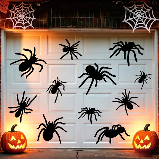 AnyDesign 11 Pcs Halloween Garage Door Decoration Magnet Stickers Black Spider Refrigerator Decals for Fridge Refrigerator Garage Door Car Window Decor