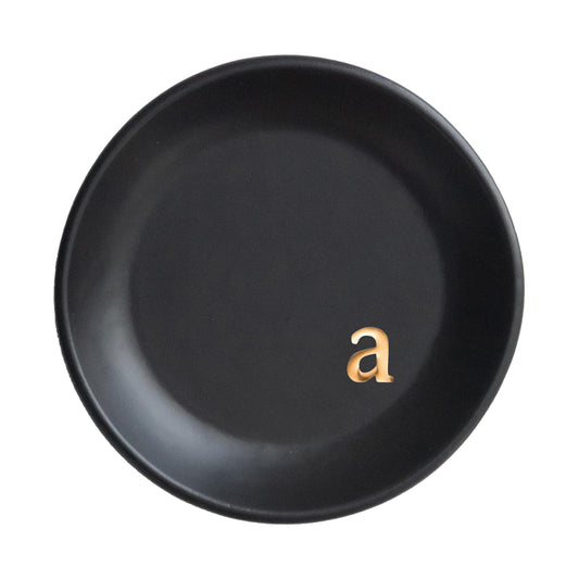 COLLECTIVE HOME - Ceramic Jewelry Tray, Decorative Trinket Dish for Rings Earrings Necklaces Bracelet Watch Keys, Birthday Mother's Day Christmas Gift for Women, 4.75", Black Surface (a)
