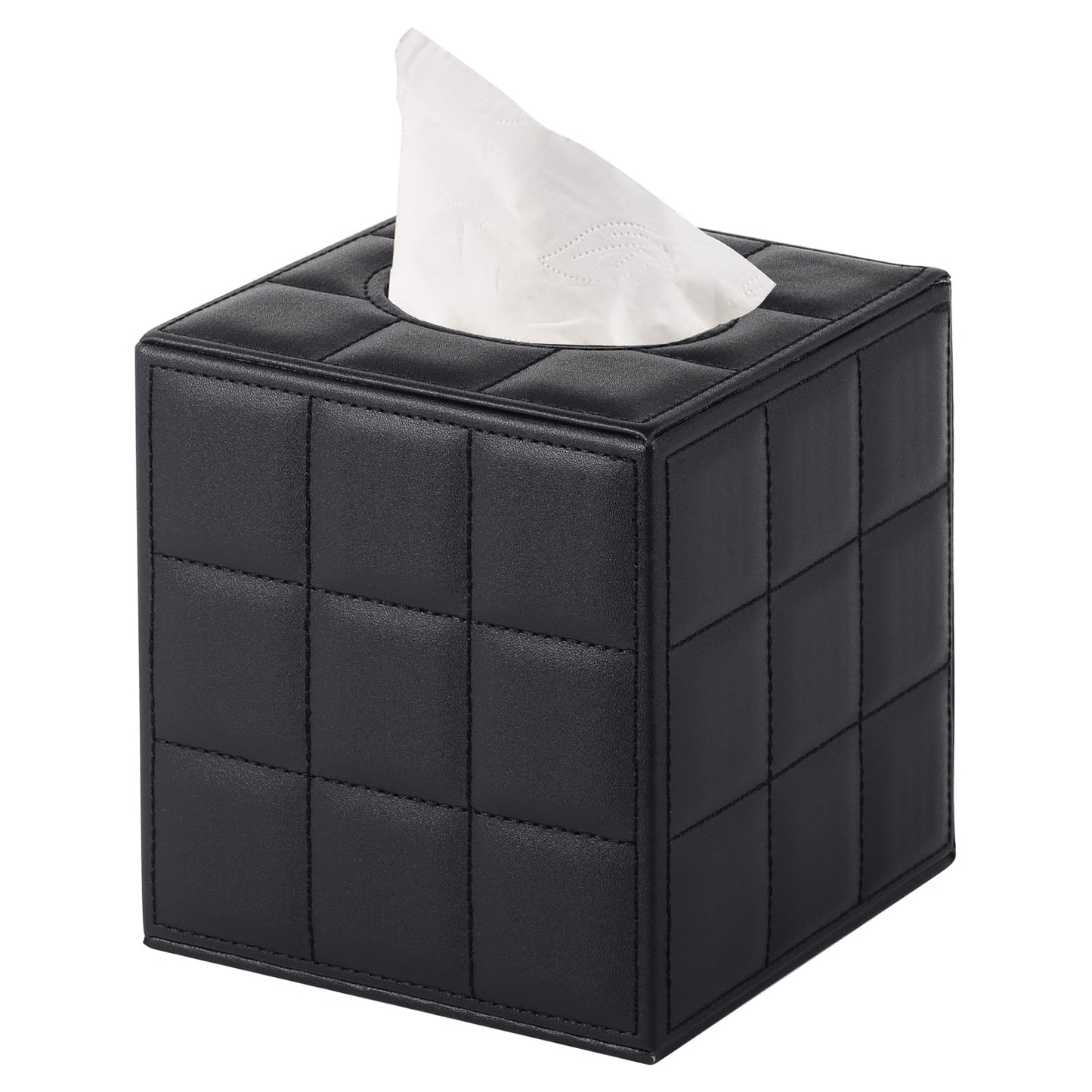RHCSZ Modern Tissue Box Holder Square,Napkin Holder Pumping Paper Case Dispenser,Upgrade Large Size Facial Tissue Box Cover with Magnetic Bottom for Home Bathroom NightStand Office Desk (Black)