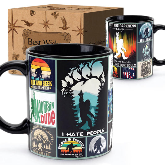 Bogatstvo Sasquatch Bigfoot Coffee Mug for Men Dad Uncle Papa Brothers, Funny Cryptid Lover Coffee Mug Paranormal Gifts for Camping Hiking Lovers, Birthday Housewarming Gifts