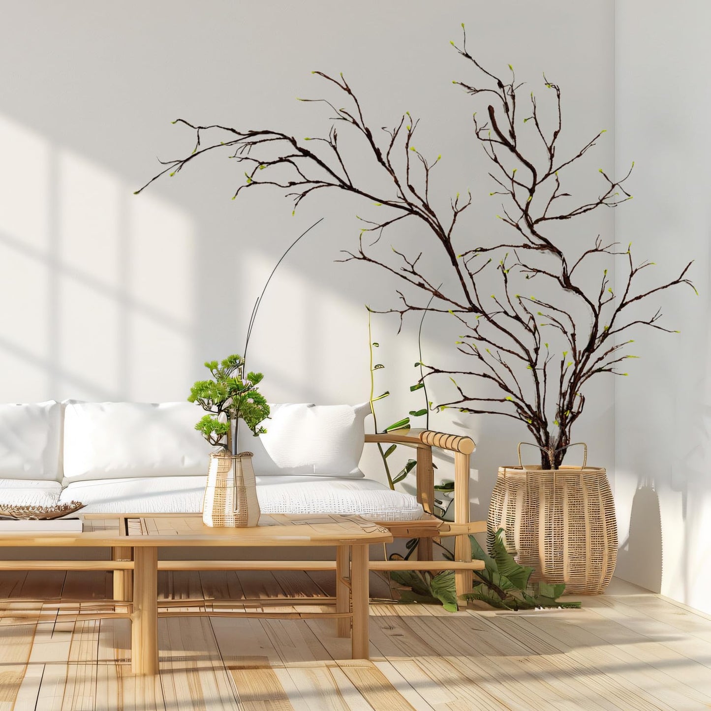 118 Inches Artificial Fake Tree Branches for Decoration, Malleable Floral Tree Branches with Sprout, Twigs Vines Ivy Rattan Grapevines Wall Fake Hanging Plants, Arch Jungle for Home Wedding