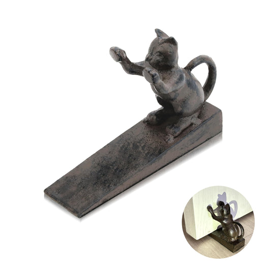 Cat-Shaped Door Stopper for Indoor Use - Non-Scratch Heavy Duty 2.5LB Vintage Cast Iron Cat Door Stopper, Heavy Door Stopper.cast Iron Door Stopper Retro-Style Home Accessory