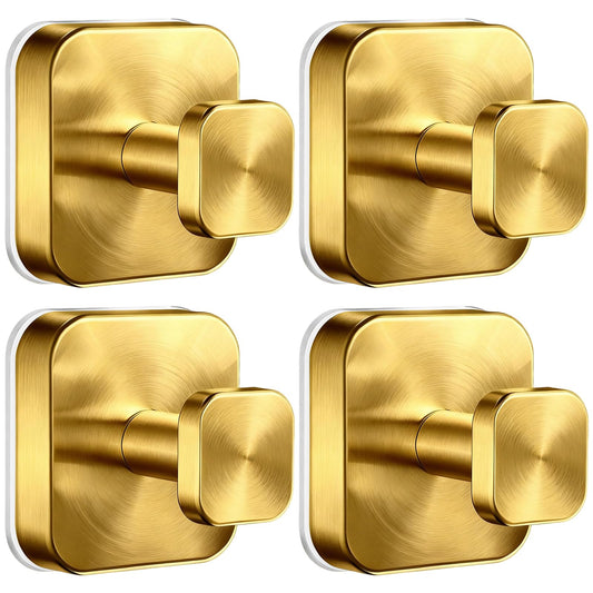 AbluFirst Suction Cup Hooks for Shower,No-Drill Removable Duty Shower Suction Cup Wreath Hooks for Bathroom Wall, Glass, Windows,Mirrors Kitchen to Hang Towels,Robes,Coat, Loofah-Gold(4 Pack)