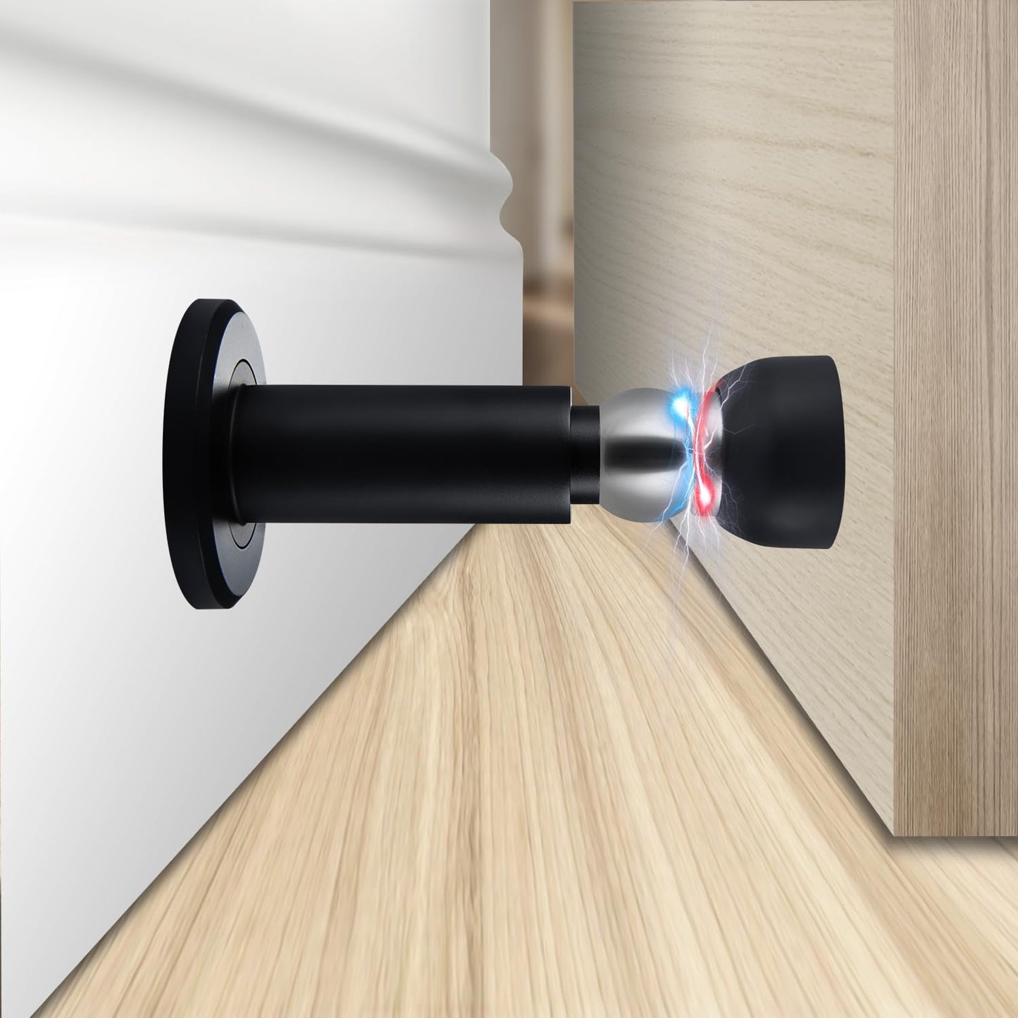 TOPTAKE Door Stoppers – Heavy Duty Magnetic Door Stopper for Wall & Bottom of Door – Premium Adjustable Door Stop with Heavy-Duty Windproof Design, Constructed with SUS304 (Black-1PCS)