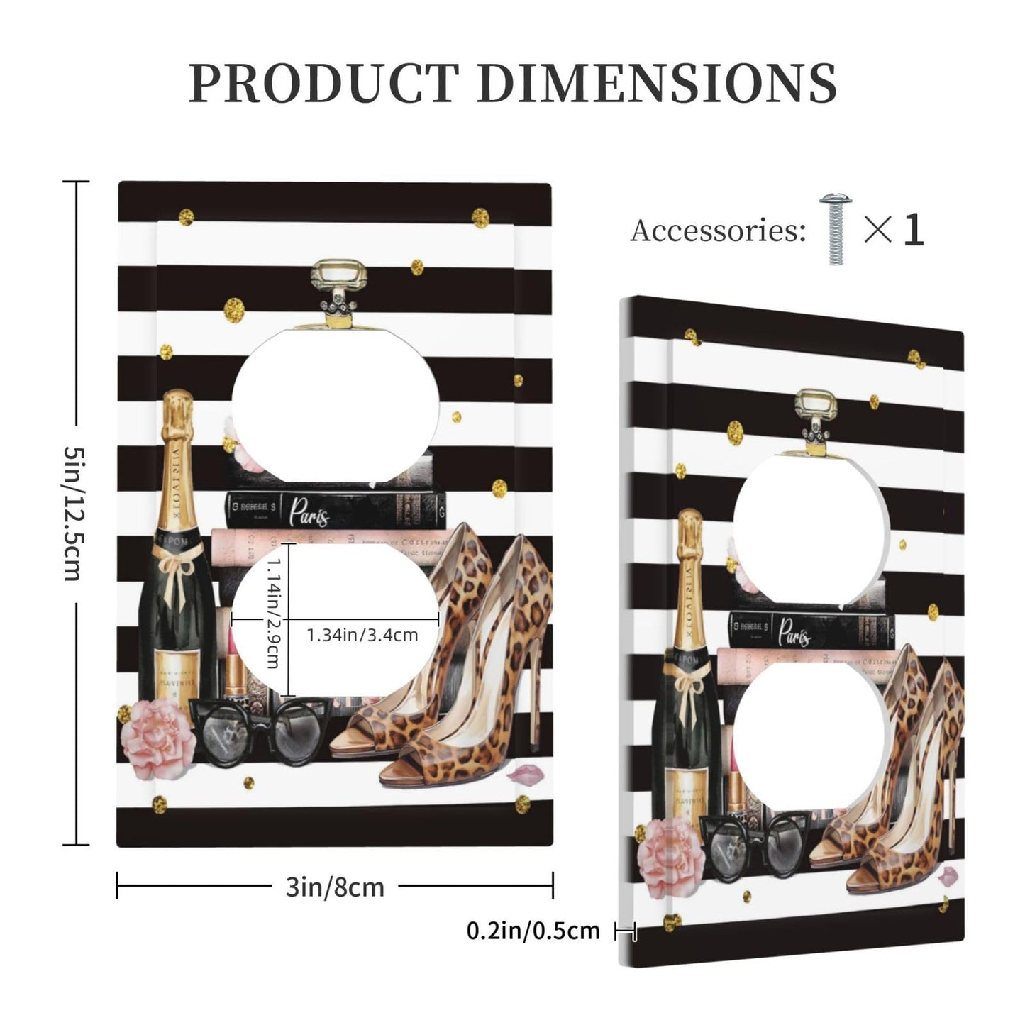 Gorgeous Girly Woman 1 Gang Duplex Receptacle Wall Plate Jumbo Electrical Outlet Cover Girls Lady Lipstick High Heel Decorative Decorator Light Switch Faceplate Socket Cover