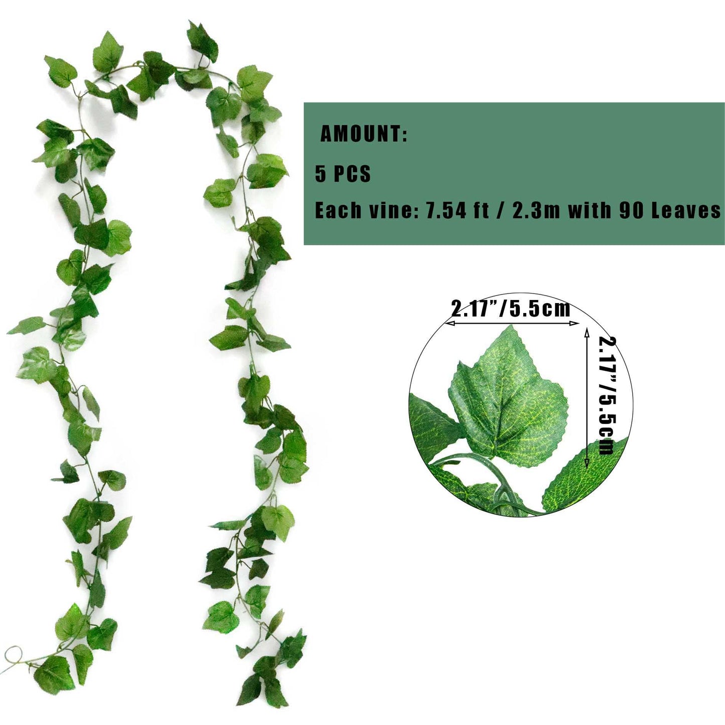 Tighall 5PCS 38 Feet Artificial Grape Leaf Garland Fall Vines Plants Faux Greenery Decor Fake Hanging Plant for Bedroom Wall Wedding Indoor Outdoor Decoration