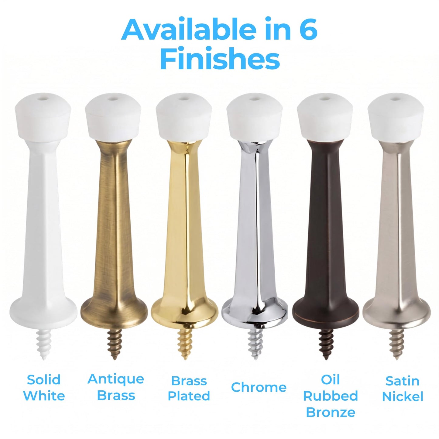 Premium Heavy Duty Door Stoppers for Bottom of Door, Solid Metal Baseboard Mounted Door Stop, Screw-in Baseboard Door Stops for Wall Protection 3" (Satin Nickel, 4 Pack)