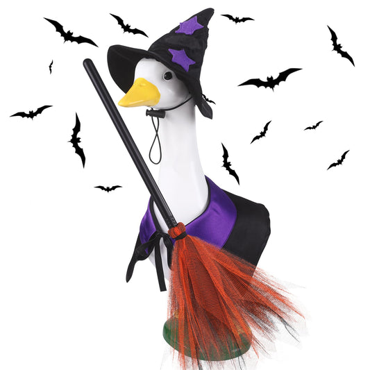 DIYDEC Halloween Goose Outfit Witch Lawn Porch Goose Clothes Fall Halloween Goose Costume for 23" Geese Outdoor Patio Yard Lawn Decoration