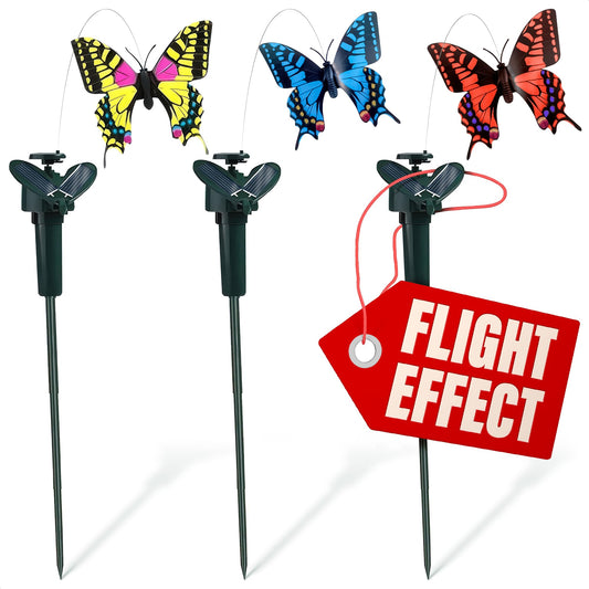 3 Pcs Butterfly Garden Stakes that Move Like Real Butterflies – Colorful Flying Butterflies for Centerpieces - Waterproof Outdoor Fluttering Motion Garden Decor for Flower Pots, Yard & Patio Lawn