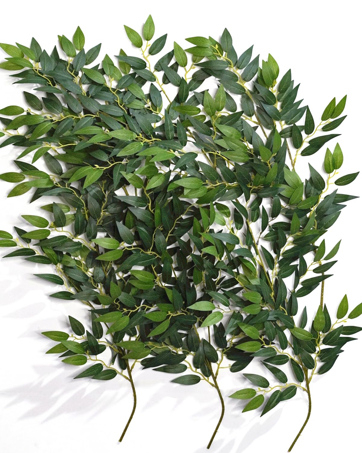 Ardemiy 8pcs Italian Ruscus Artificial Leaves with Stems, Green Silk Leaf Wedding Arch Greenery Filler for Flower Arrangements, Faux Foliage Greenery Stems