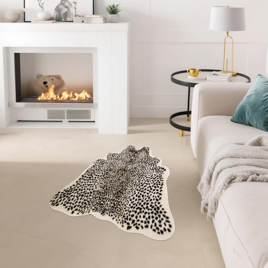 Fluffy Leopard Rug, Premium Cheetah Print Rugs, Soft Faux Fur Animal Carpet for Kids Room Bedroom, Living Room, Shaggy Teen Room Home Decor (Cheetah Print 39.4 X 36 in)