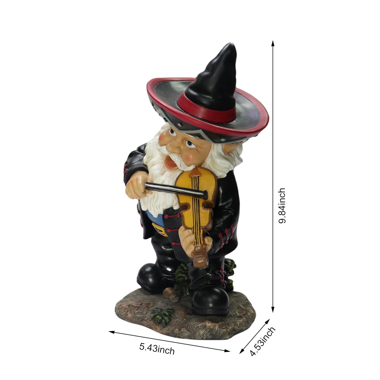 Nature's Mark Mariachi Garden Gnome Statue Playing Violin - Funny Mexican Sombrero Fiddler Gnome Figurine Indoor/Outdoor Decor, 10" Tall Resin Lawn Ornament