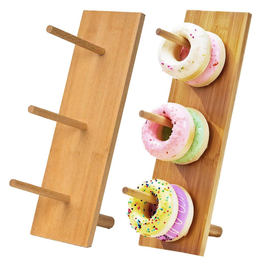 ZHIYUEJING 2 Sets of Donut Stands,Donut Wall Display Holder for Dessert Table,Bamboo Donuts Stand for Wedding, Birthday, Baby Shower Party Decor