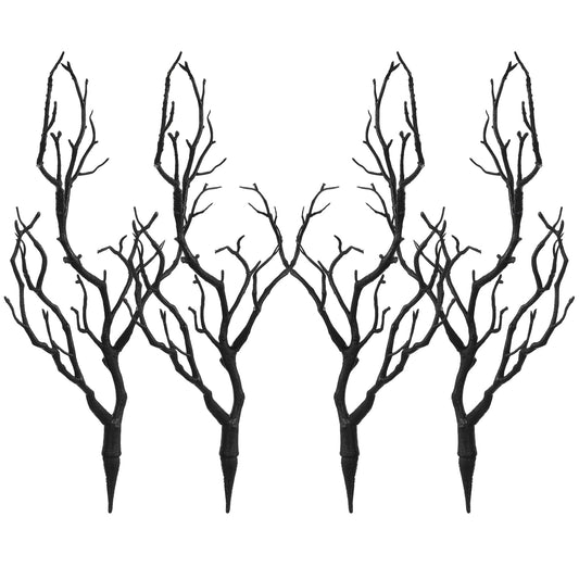 LIFKOME Artificial Antler Dried Tree Branches 13.76'' Art Witch Antler Branch Decorative Plant Twigs Plastic Dry Branches Decor for Wedding Halloween Party Home Supplies Black 4pcs