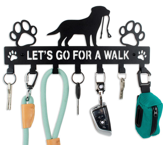 BienBion Large Size Keys Holder for Wall Mount,13.5"x6.2" Dog Leash Holder for Wall,Metal Keys Holder on Wall Decorative with 7 Hooks,Key Rack for Entryway,Front Door,Hallway,Home,Office