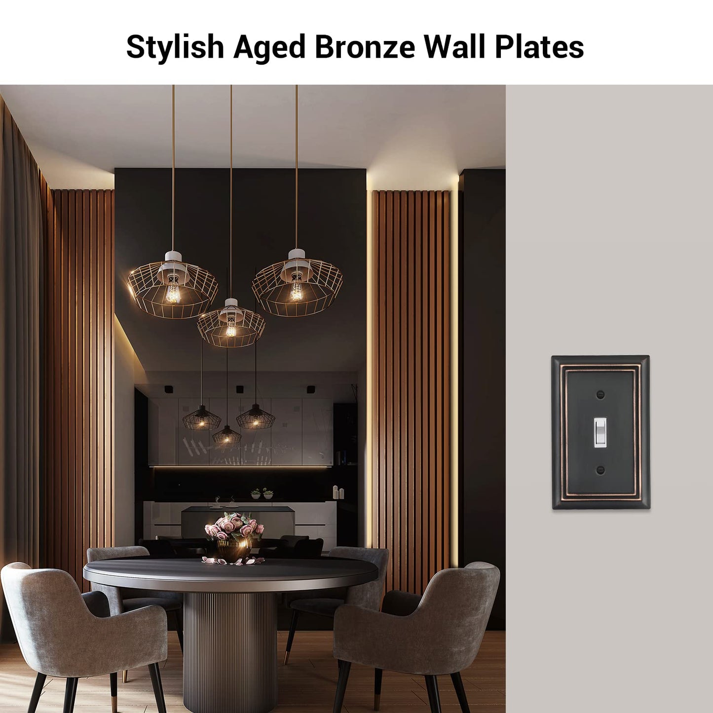 DEWENWILS Toggle Wallplates, Aged Bronze Light Switch Covers, Heavy Duty Matel Material, Pack of 4