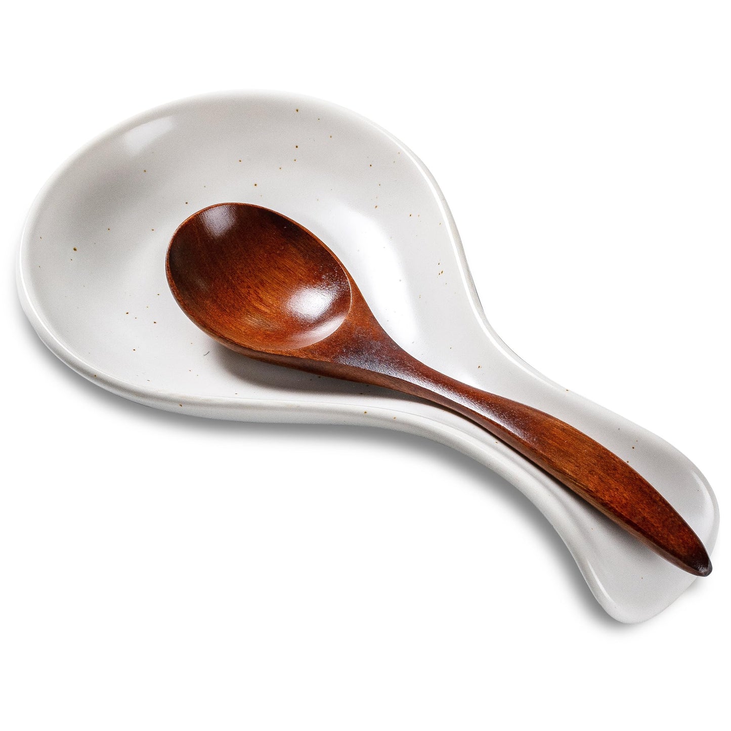 Caigmo Spoon Rest for Stove Top, Heat Resistant Ceramic Utensil Rest for Kitchen Countertop, Coffee Spoon Holder, Dishwasher Safe, White