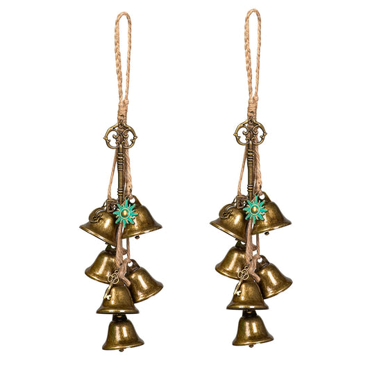 Ausicfen 2 Pieces Witch Bells for Door Knob for Protection Witch Wind Chimes Door Hanger Hanging Witch Bells Magic Witchcraft Wicca Supplies for Home Protection(Alloy Vintage Bell)