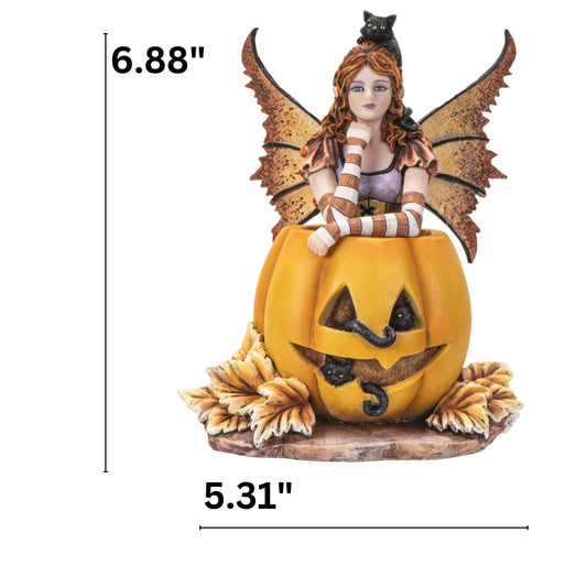 Pacific Giftware Mischief Pumpkin Fairy Statue, Miniature Garden Figurine, Outdoor or Indoor Decoration Accessories, Desk Table Decor Office Work 5.31" X 4.13" X 6.88"