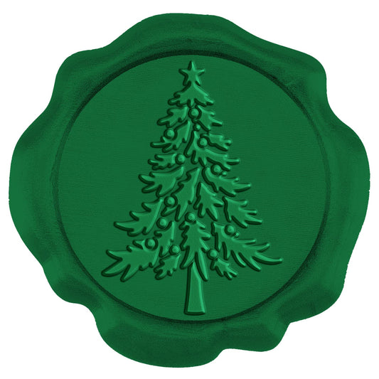 CRASPIRE 50pcs Christmas Dark Green Wax Seal Stickers - Pine Tree Self Adhesive Stamp for Wedding Invitations, Envelope Cards, DIY Craft