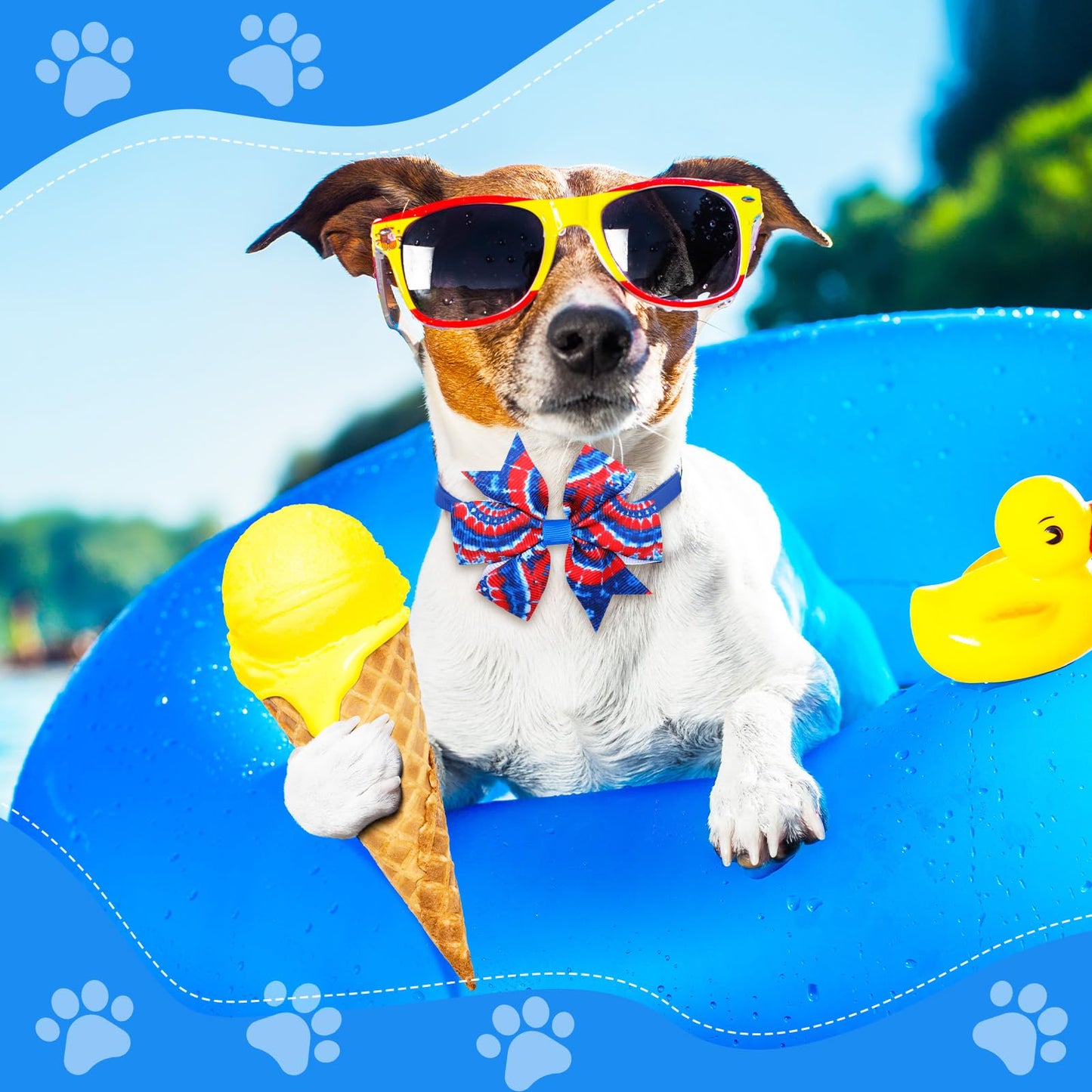 Talltalk 40 Pcs Tie Dye Dog Bow Ties Collar Bows Summer for Dogs Puppy Bowties with Plastic Buckle Adjustable Grooming Collar Ties Accessories for Small Medium Cat Pet Holiday Costume