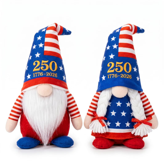 LEKSON 4th of July Decorations Patriotic Gnomes, 250 Anniversary USA Merchandise, Red White and Blue Independence Day Home Table Decor, 1776-2026 Indoor American Gnome Set of 2
