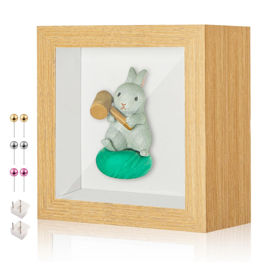 RTZQQIN 3x3 Mini Shadow Box Display Case Picture Frame with Soft Linen Back,Small Wood Color Shadow Box 3x3 for Flowers Medal Display Case Jersey pet Graduation Memorabilia Baby Ltems Crafts Photos