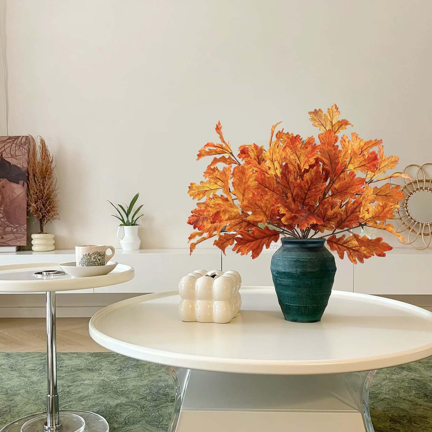 SNAIL GARDEN 2 Pack 21.6in/55cm Artificial Fall Stems with 106 Ombre Leaves,Realistic Autumn Foliage for Vase Fillers, Thanksgiving & Halloween Decor