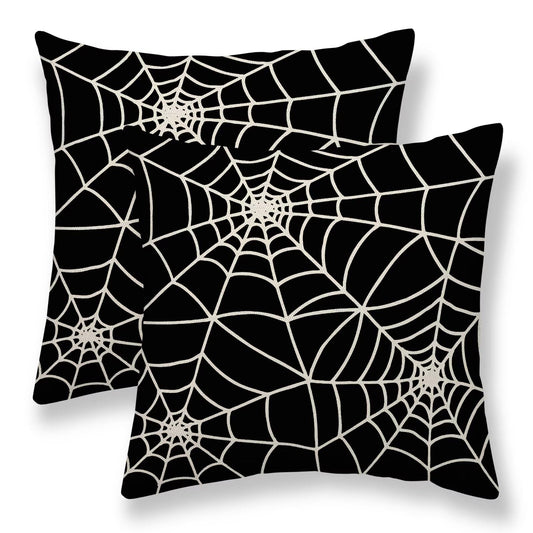 Sunshineyan Halloween Pillow Covers 20 x 20 Set of 2, Black Spiderweb Decorative Throw Pillow Covers Holiday Farmhouse Outdoor Pillowcase for Couch Sofa Home Decor