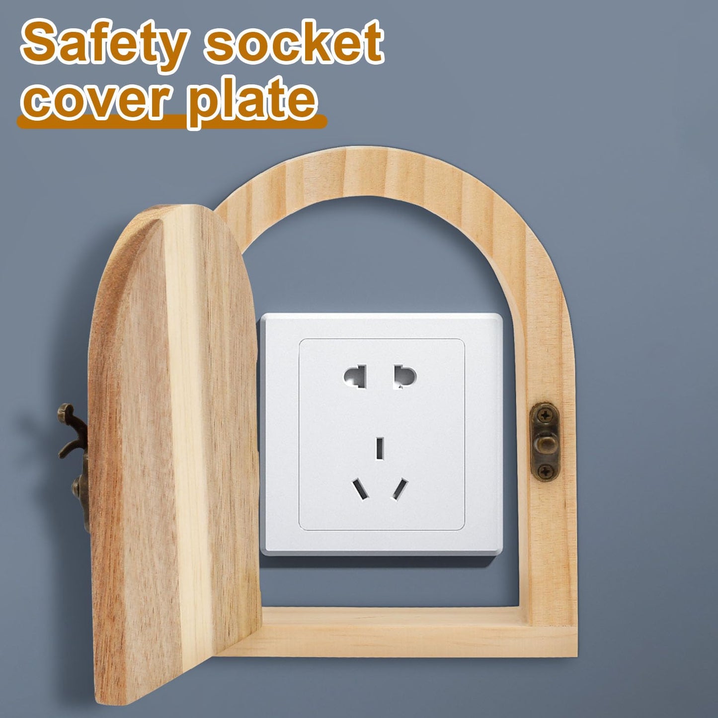 2 Pcs Fairy Door Outlet Covers, Wooden Outlet Covers, Wood Door Shape Romantic Fairy Door Outlet Cover Plate, No Drilling Outlet Cover Plates, Decorative Wall Outlet Covers for Children and Pets
