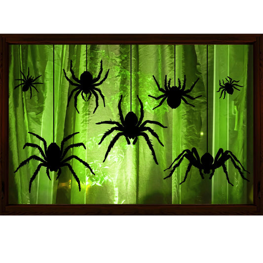 Halloween Window Clings Decorations, Large Scary Black Spider Window Decals Decor, Horror Halloween Windows Stickers Indoor for Home Office School Party