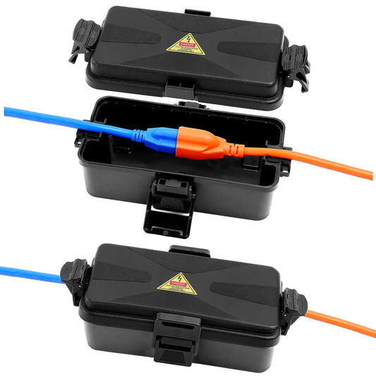 DIQMIAQ Outdoor Electrical Box Waterproof IP54-rated Outdoor Outlet Box Black Outdoor Extension Cord Cover Box (Inner 6.5 x 3.5 x 2.2inch) Wall-Hangable Waterproof Box for Protect Outlet(2 PCS Black)