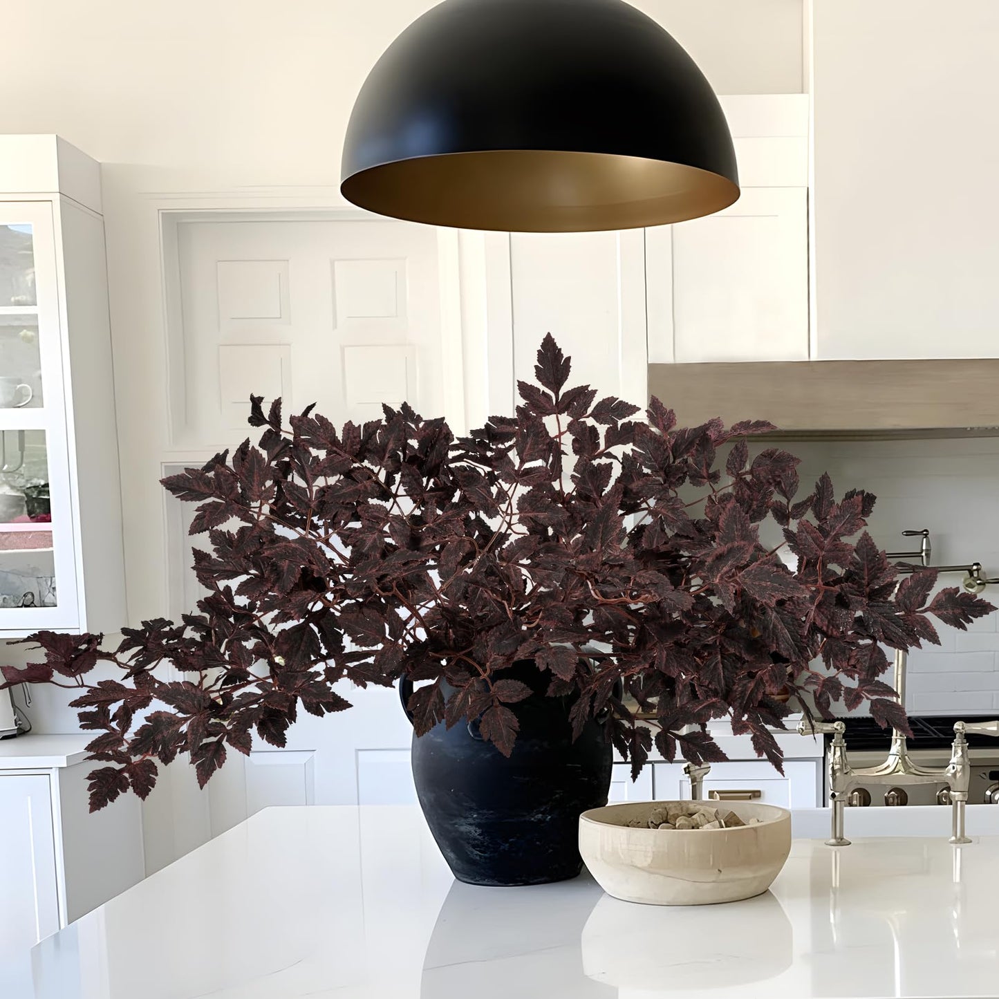 VICAMB 4 Pack 23.6in Artificial Cimicifuga Plant Leaf Spray,Faux Plum Purple Cimicifuga Leaf Bundles,Fall Faux Stems and Branches for Vase,Wedding/Autumn/Farmhouse/Home Decor