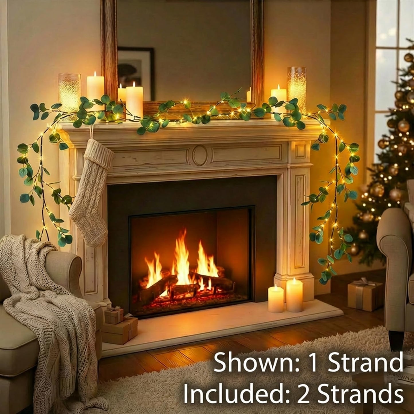 6FT Fairy Light Olive Vine Garland with Timer, 2 Pack – Pre-Lit Artificial Olive Branch Decor with Warm LEDs, Battery Operated Twinkling Tree Lights for Fireplace, Table, Holiday & Everyday Home Decor