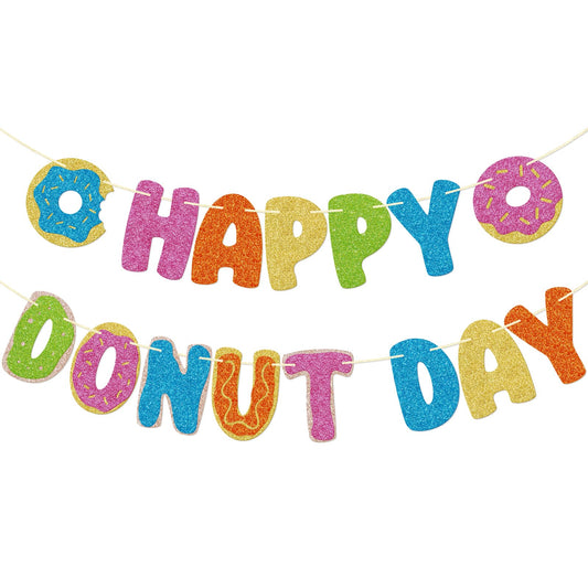 Happy Donut Day Banner, Pre-Strung