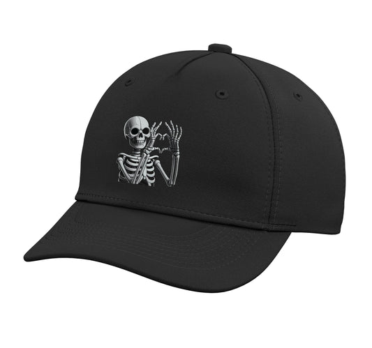 Skeleton Love Hands Halloween Finger Heart Sign Adjustable Printed Baseball Hat, Black