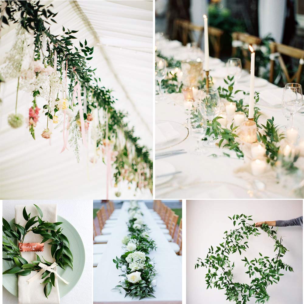 Artiflr 2 Pack Artificial Hanging Leaves Vines, 5.7 Ft Fake Willow Leaves Twigs Silk Plant Vines in Green for Indoor/Outdoor Wedding Decor
