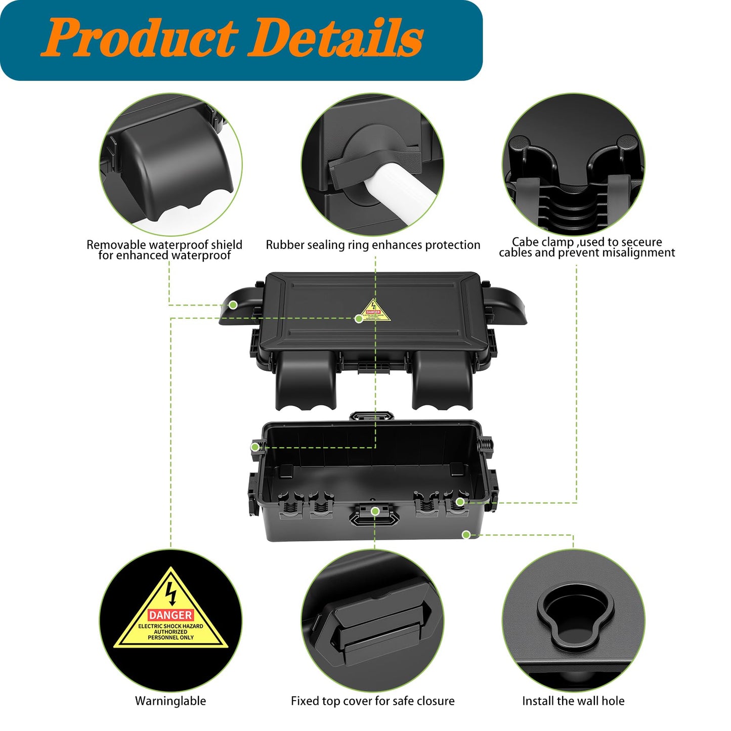 Diqmiaq Medium Outdoor Electrical Box,IP54 Waterproof Extension Cord Cover.