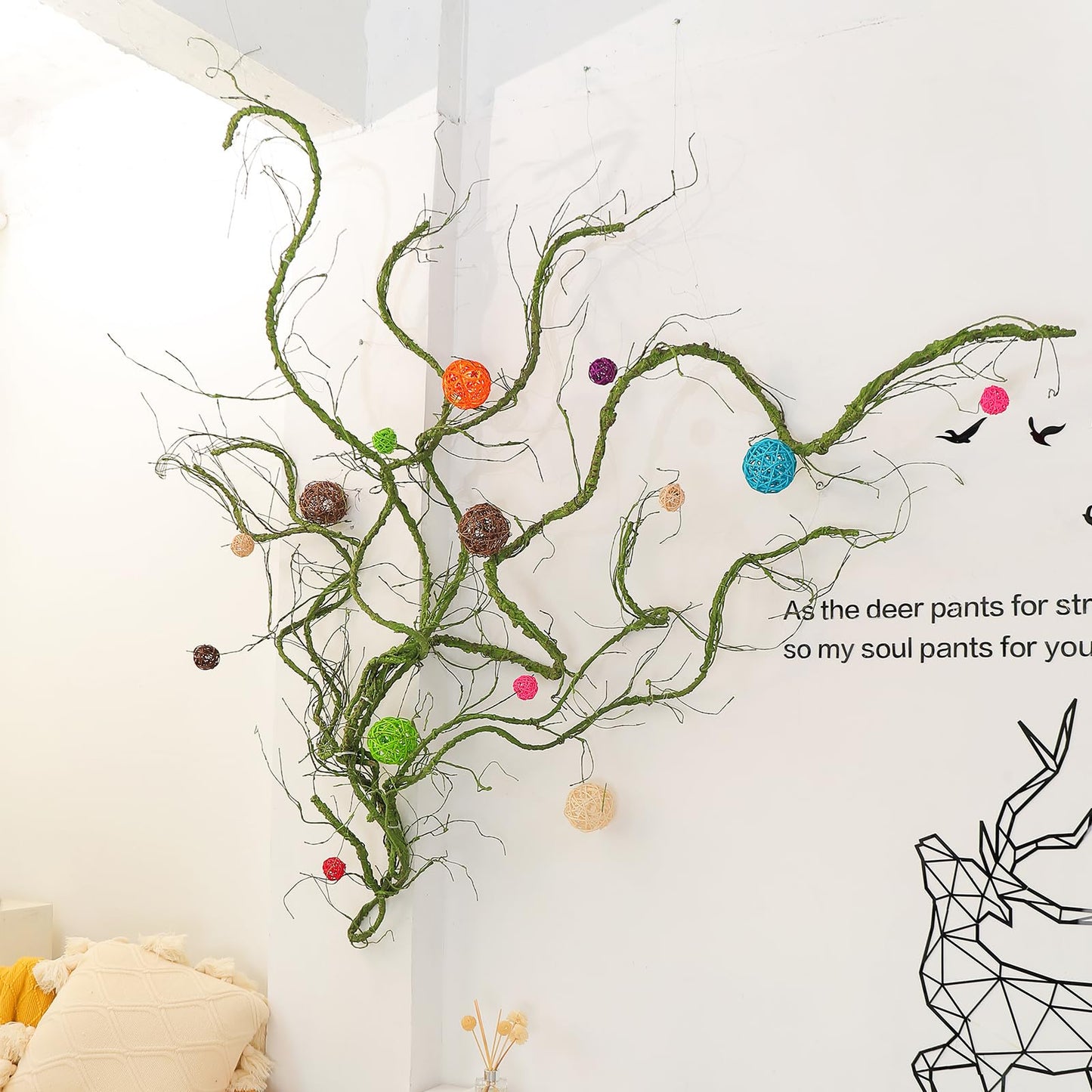 CONGZHANHH 118 inch Big Artificial Green Tree Branches Ivy Grapevine Garland Fake Tree Trunk Wall Door Hanging Plants Twigs Moss for Garden Home Wedding Outdoor Jungle Leaves Room Decoration