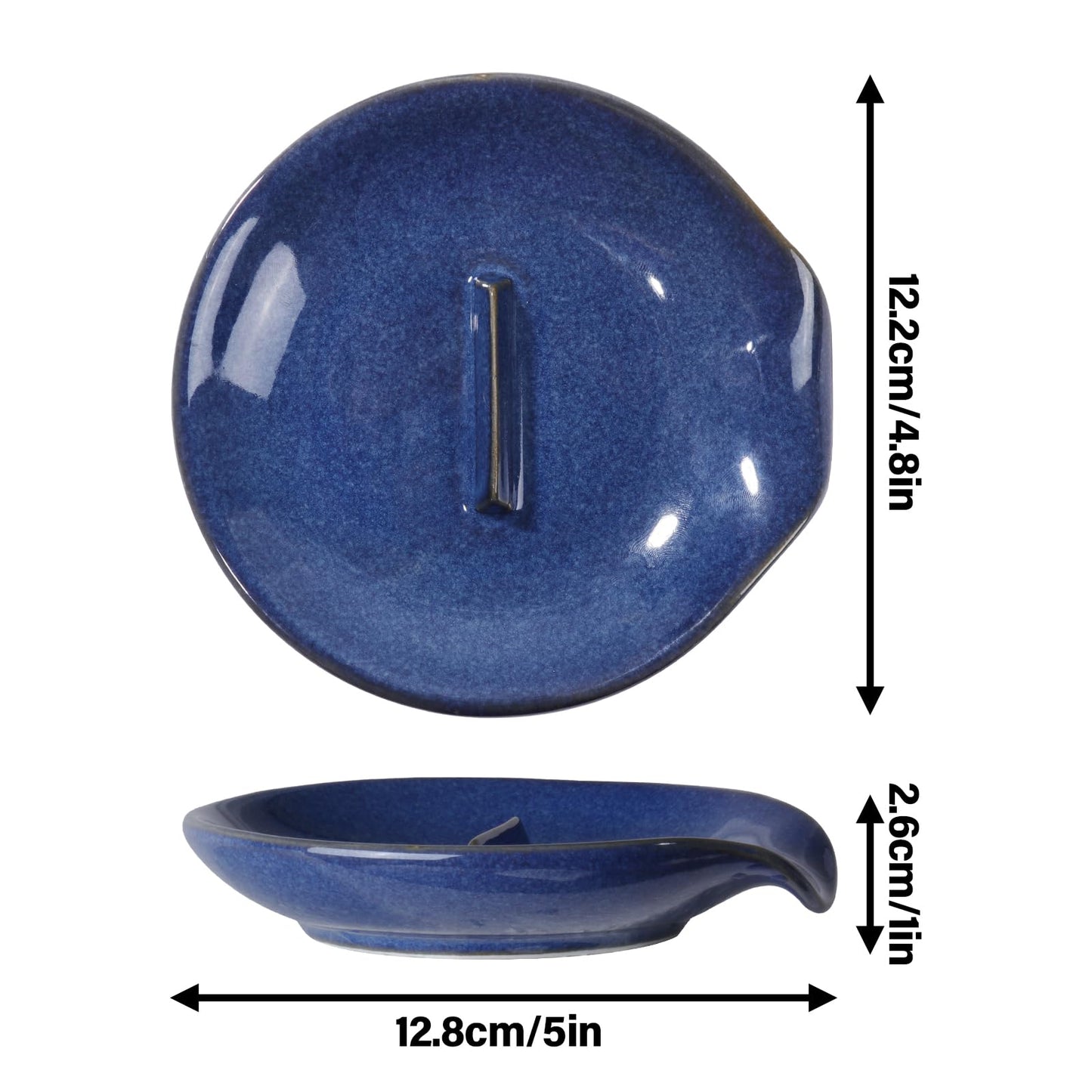 FFQ Spoon Holder, Spoon Rest for Kitchen,Ceramic Spoon Holder for Stove Top, Cooking Spoon Holder,Heat Resistant Utensil Rest for Countertop, Blue