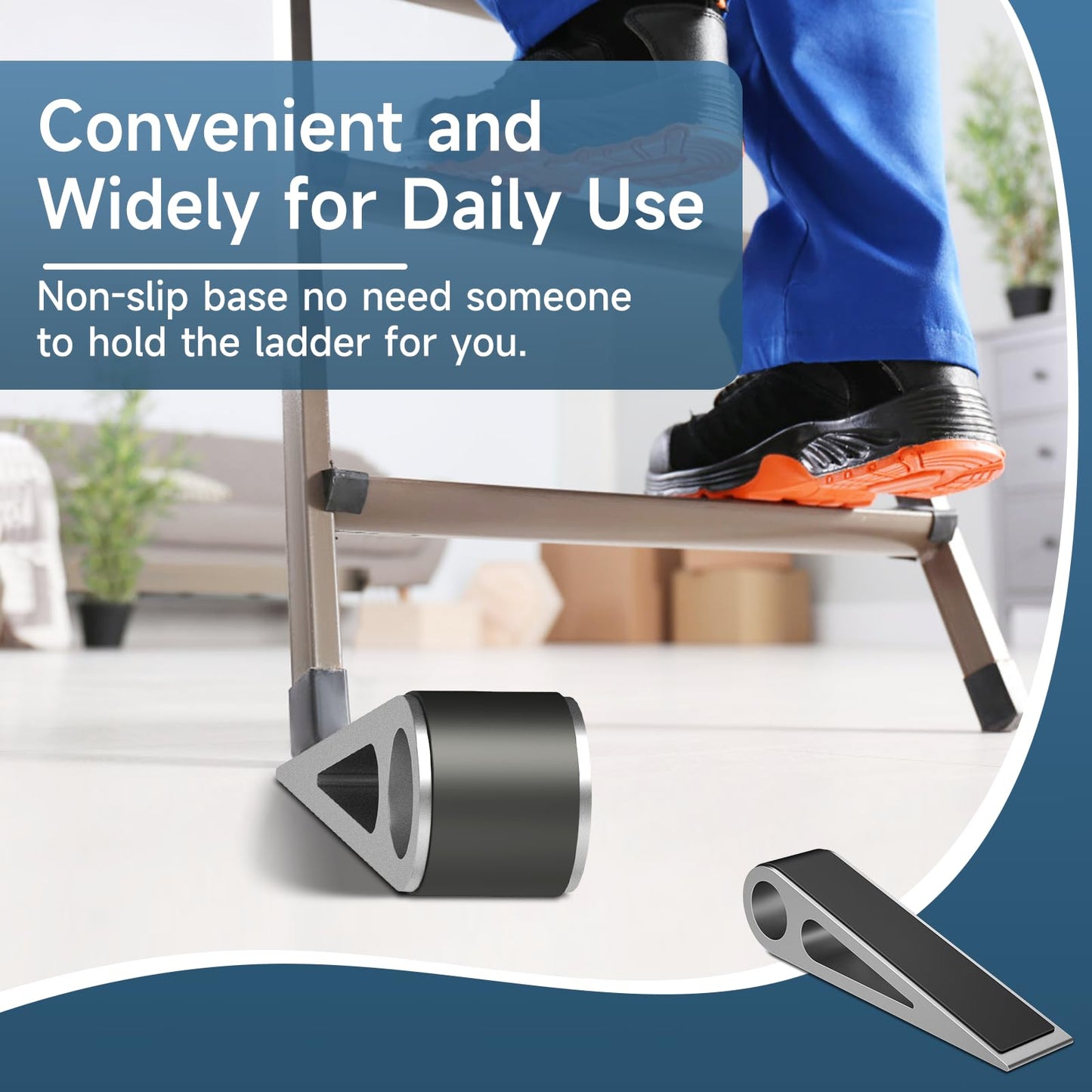2 Pcs Heavy Duty Door Stopper for Bottom of Door, Aluminum & Rubber Door Stop Wedge- Keep Doors Open in Home, Apartment, Office, Hotel, 4.92L*1.02W*1.22H Inch,Silver