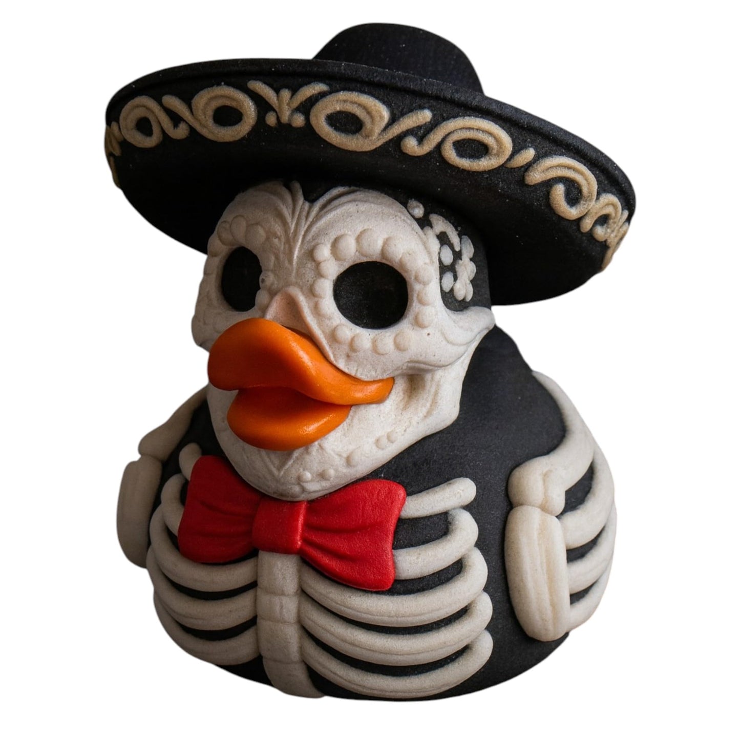 Skeleton Mariachi Duck Dia de Los Muertos Figurine - Articulated Detailed Cultural Collectible Decor for Adult Collector Desk Shelf Display and Mexican Holiday Fans Gift - 3D Printed in Canada